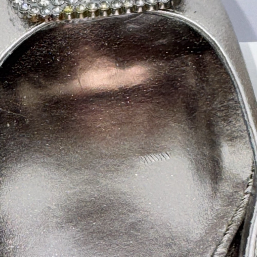 J. Renee Classic Silver Peep Toe Silver Metallic Slingback Kitten Heels Size 7 N - Picture 10 of 16
